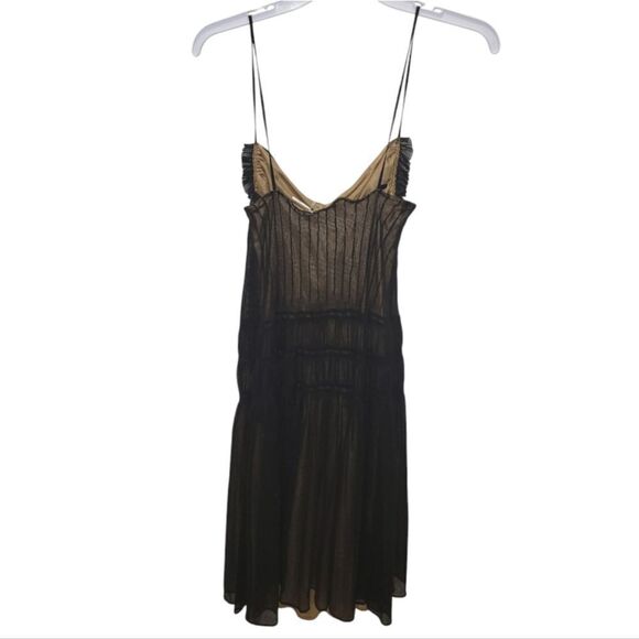 Vtg Max Studio Special Edition Whimsigoth Black Mesh Overlay Nude Dress Sz M - Picture 8 of 10